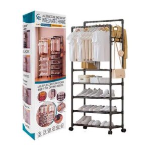 حامل ملابس + رف أحذية متعدد الوظائف